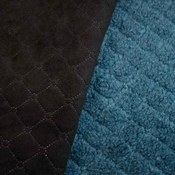 Steppstoff Velour Doubleface Teddy petrol