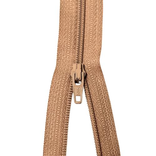 YKK nicht teilbarer Reißverschluss kleine Spirale camel 60cm