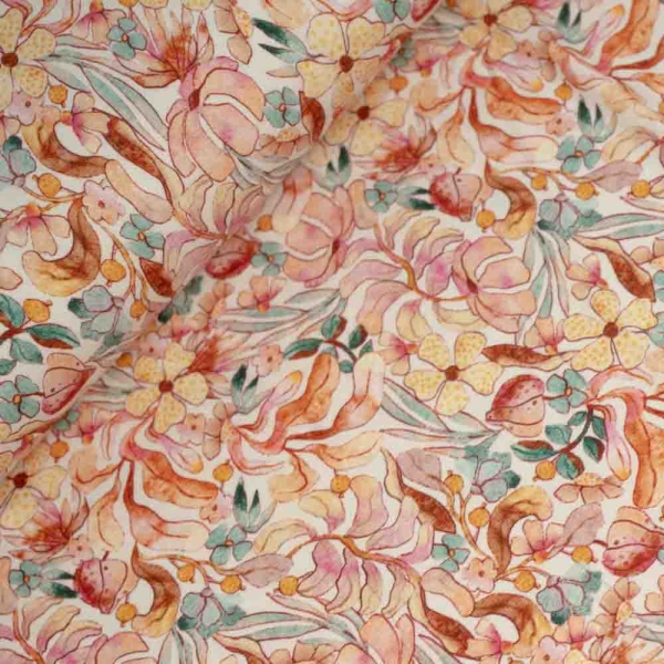 Bamboo Jersey kleine Blumen apricot