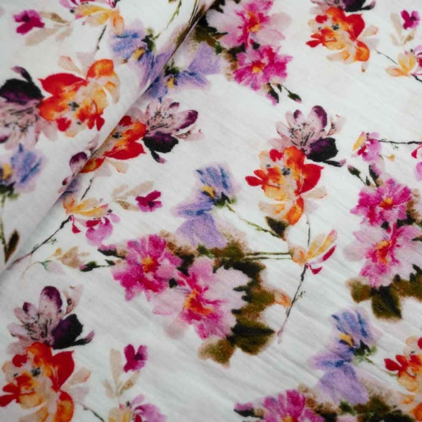 Musselin Double Gauze Blütenzweige pink