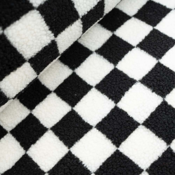 Teddyplüsch Karos schwarz