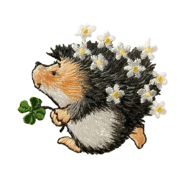 Applikation Igel mit Kleeblatt