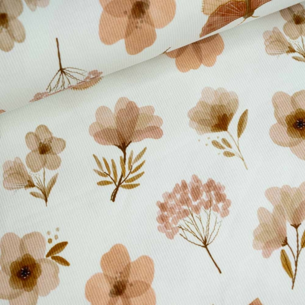 Ripp Baumwolljersey Schmetterling ecru