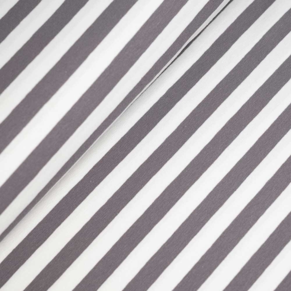 Baumwolljersey Blockstreifen grau-weiß