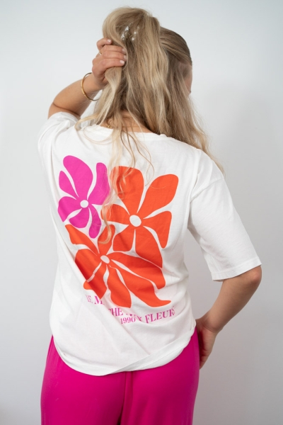 Baumwoll T-Shirt Happy Flowers weiß