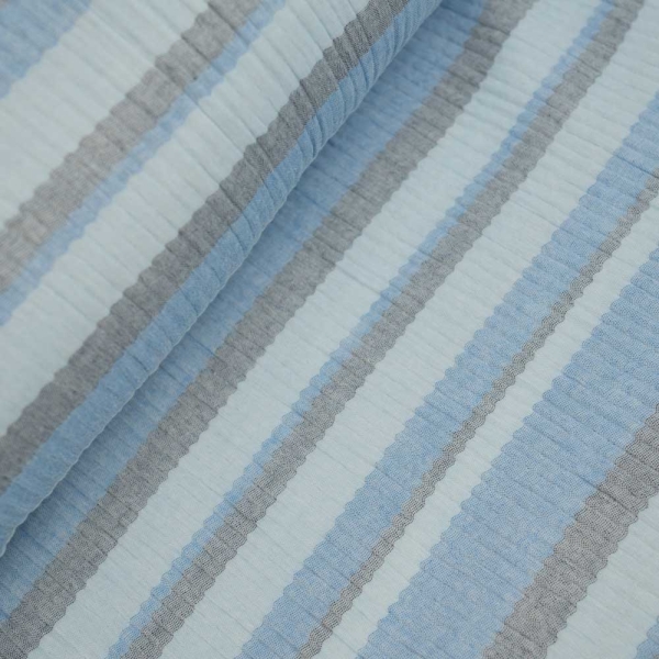 Musselin Double Blockstreifen blau navy