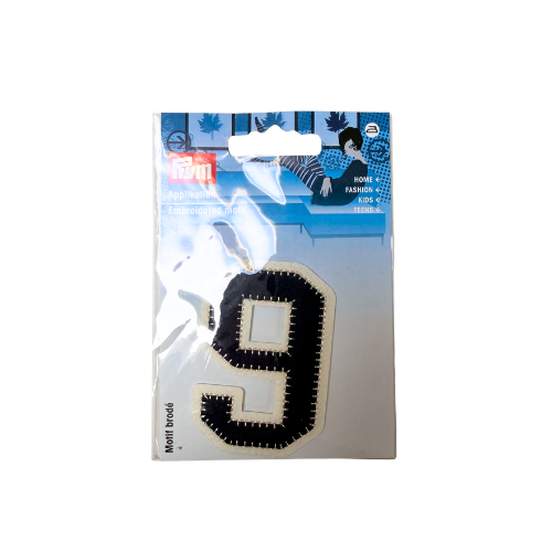 Applikation Stickoptik Zahl 9 navy