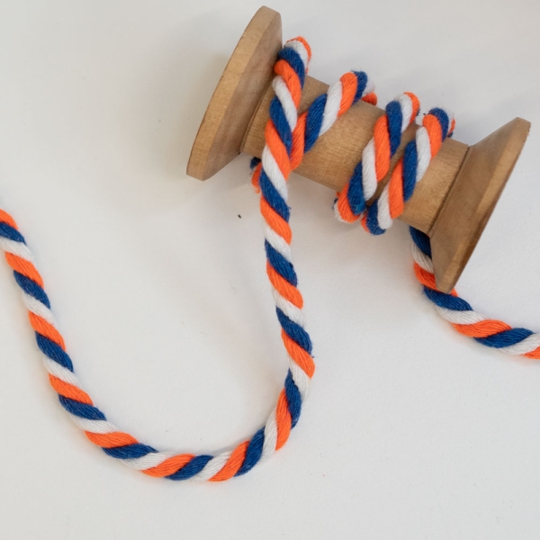 Soft Kordel 6mm gedreht weiß-royalblau-orange