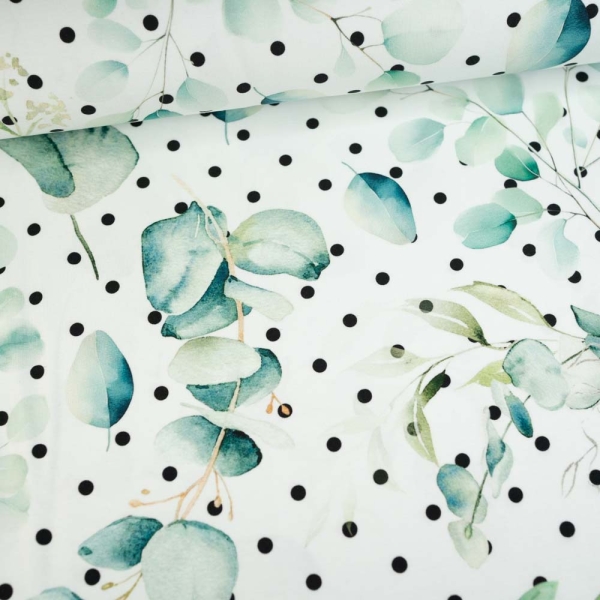Bio Baumwolljersey Eucalyptus Dots weiß
