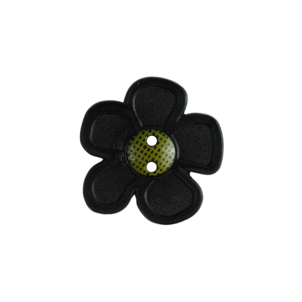 Kinderknopf Blume schwarz 20mm
