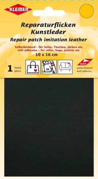 Kleiber Applikation Klebeflicken Kunstleder schwarz