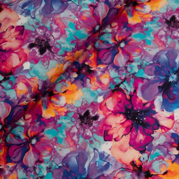 Baumwolljersey Wasserblumen beere