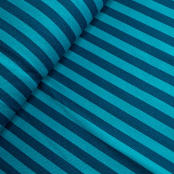 Baumwolljersey Streifen petrol-aqua