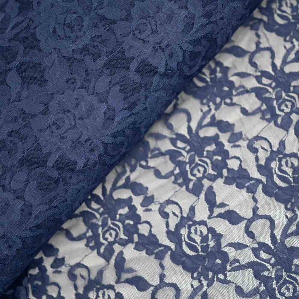 Italienische Spitze STRETCH Rosen dark navy