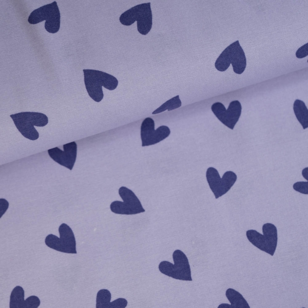 Flanell Baumwolle Herzen flieder