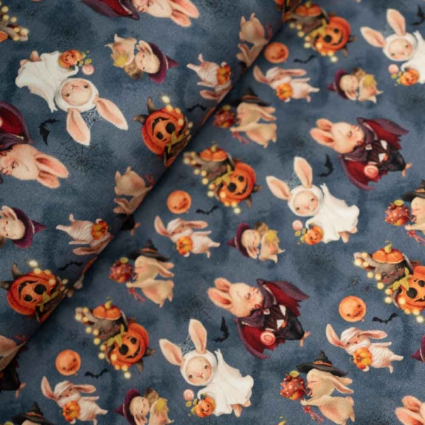 Baumwolljersey Halloween jeansblau