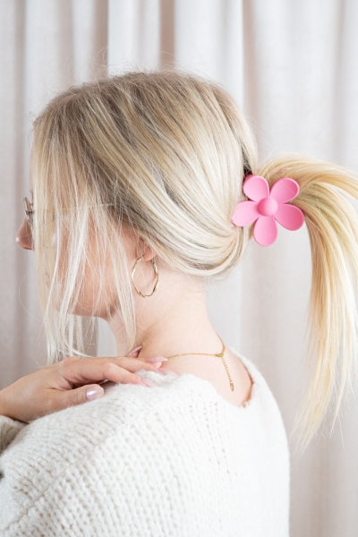 Haarklammer Blume pink