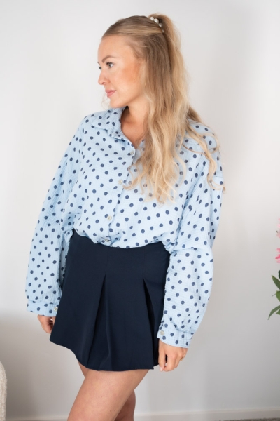 Musselinbluse Polka Dots jeansblau