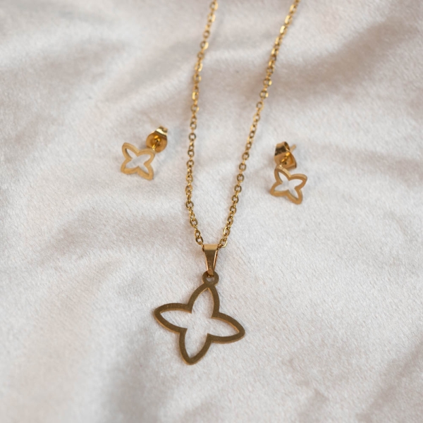 Set Halskette & Ohrringe gold