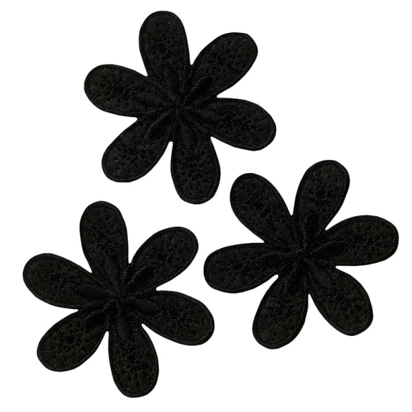 Applikation Blumen Set schwarz