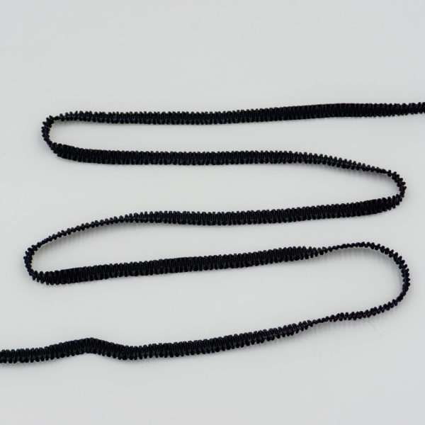 8mm Elastische Rüschen-Spitzenborte schwarz