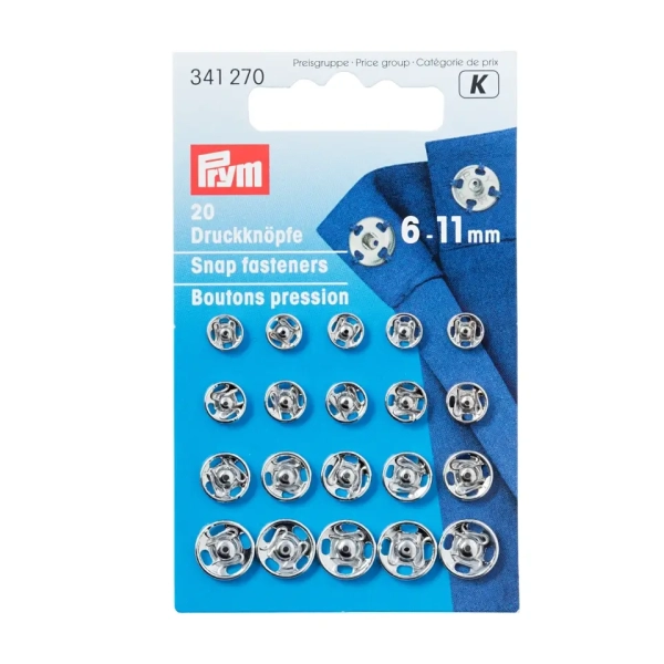 Prym Annäh-Druckknöpfe 20Stk 6-11mm silber