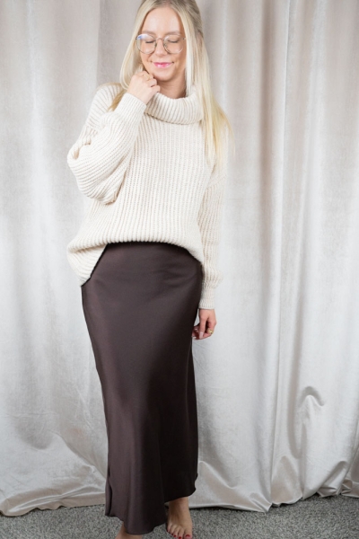 Satinrock maxi Mariella schokobraun