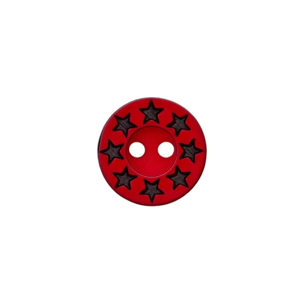 Polyesterknopf Sterne 12mm rot