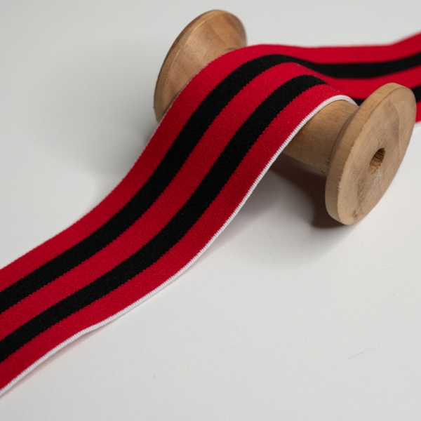 Gummiband 40mm Streifen schwarz-rot