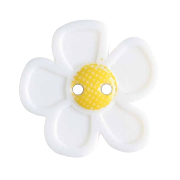 Kinderknopf Blume weiß 28mm