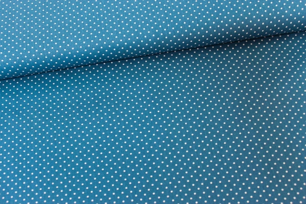 Edle Baumwollwebware Popeline Petit Dots jeansblau