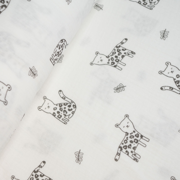 Musselin Double Gauze Leopard ecru
