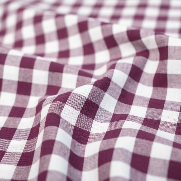 Edle Baumwoll Popeline Karo Groß 8mm beere