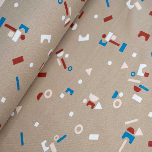 Baumwolljersey Kleine Formen beige