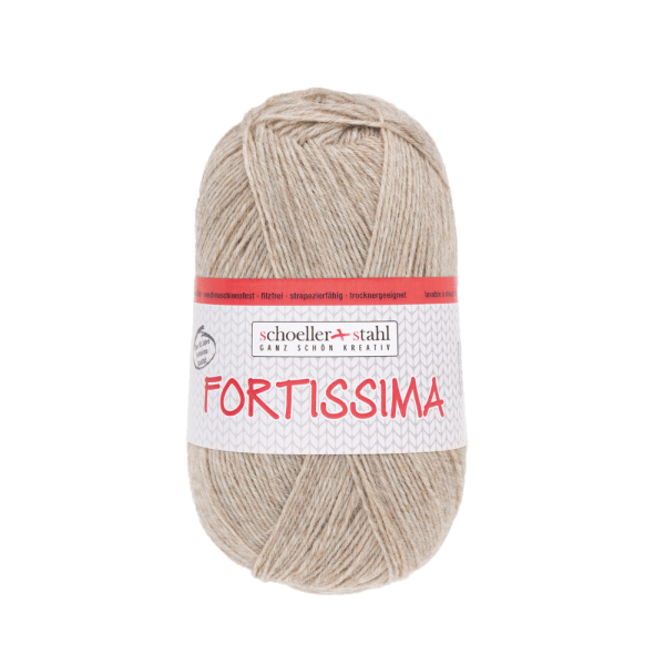 Fortissima 100gr Sockenwolle 4-fädig meliert beige