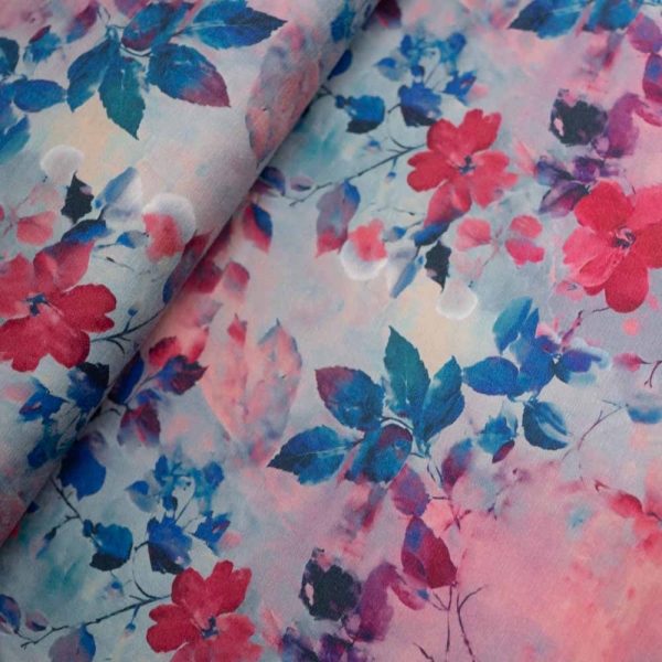 Bamboo Jersey Rosenblätter rot