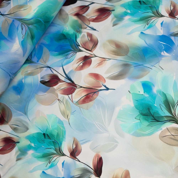 Baumwolltwill Stretch Aquarellblumen blau