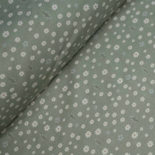 Baumwolljersey kleine Gänseblümchen salbei