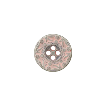 Prym Metallknopf verziert Blüten 15mm rosa