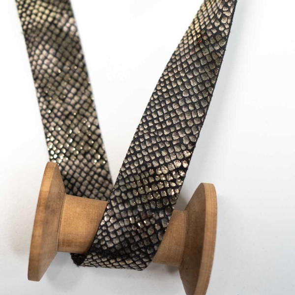 Velourlederband Snake 25mm schwarz-gold