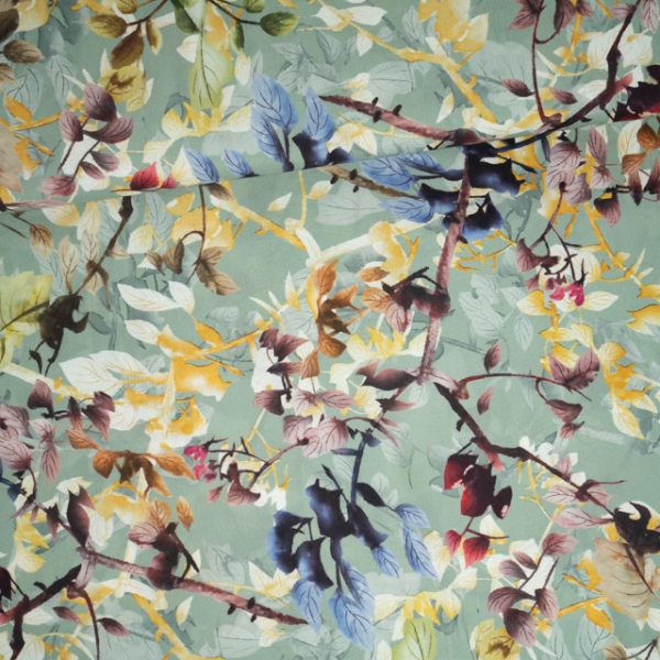 Viskosewebware Blättermeer dusty mint