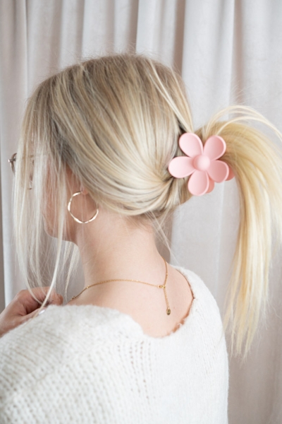 Haarklammer Blume rosa