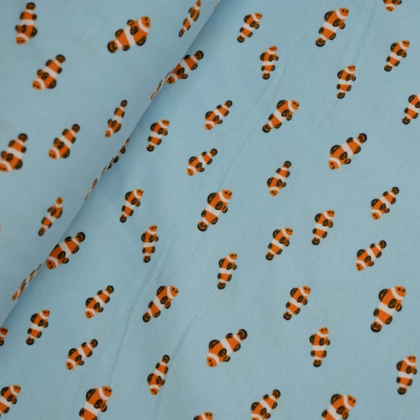 Baumwolljersey Goldfisch hellblau