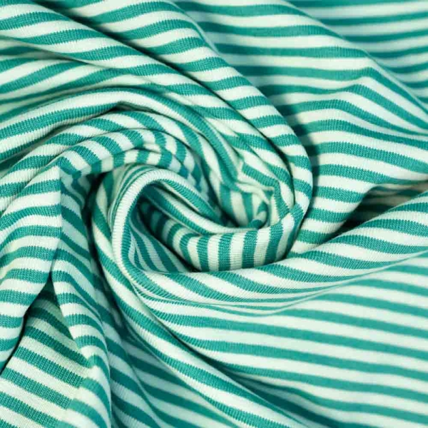 Baumwolljersey Ringelstreifen Serie Lena petrol-mint