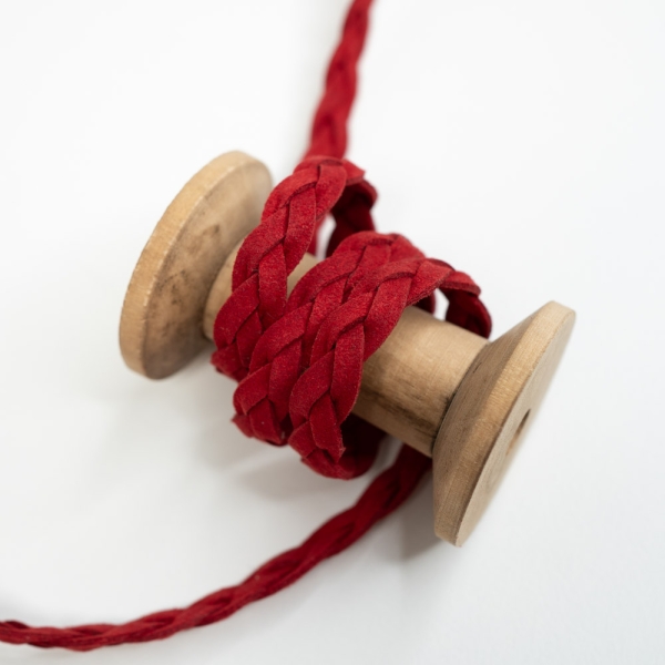 Kunstleder-Kordel Geflochten 10mm rot