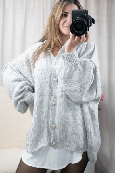 Oversize Cardigan Caro hellgrau