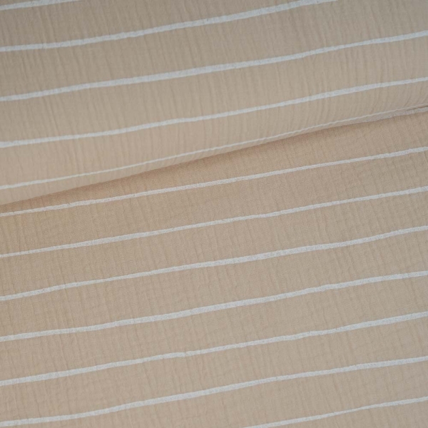 Musselin Double Streifen hellbeige