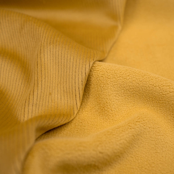 Cord Doubleface mit Fleece Innenseite senfgelb