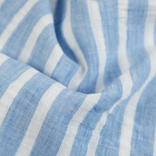 Webware Leinen-Look Streifen jeansblau