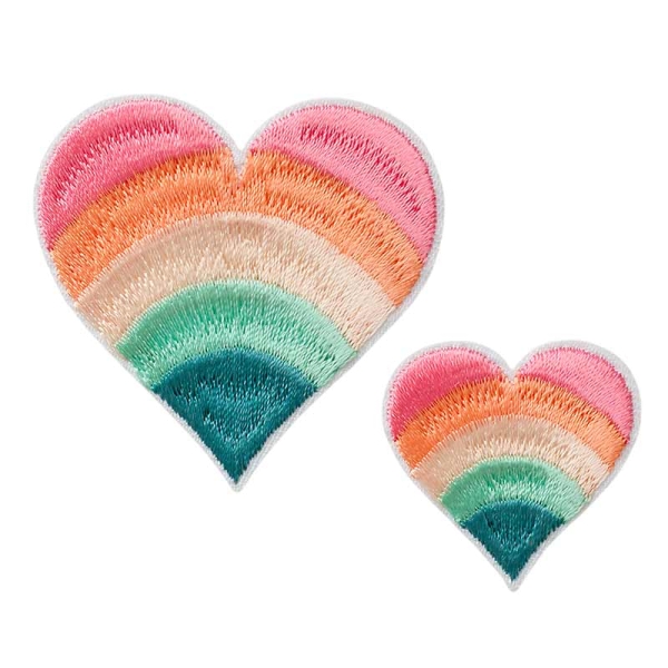 Applikation Herzen Regenbogen 2 Stk.